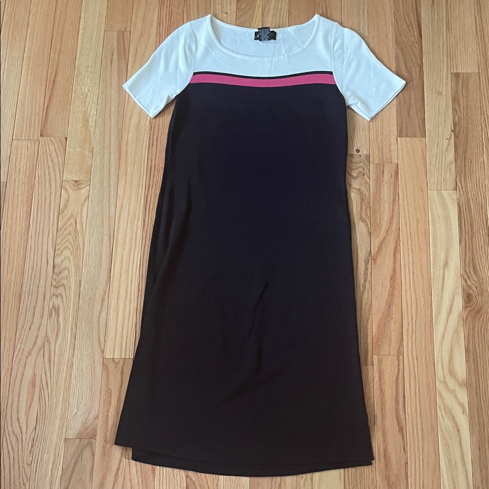 Studio G Shirt Midi Dress Womens Small Black White Colorblock Casual Travel